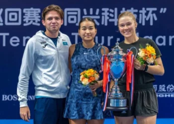 Изображение для новости: Сандугаш Кенжибаева выиграла теннисный турнир в Китае